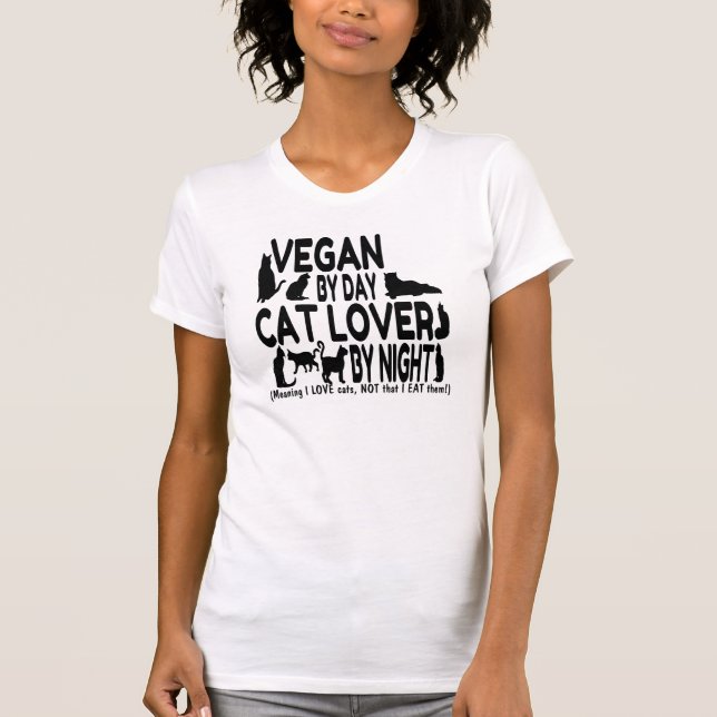 T-shirt Vegan Cat Lover Humor (Frente)