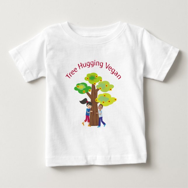 T-shirt Vegan de Hugging em Árvore (Frente)