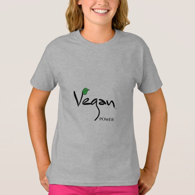 T-shirt Vegan Power com folha verde Legal (Frente)