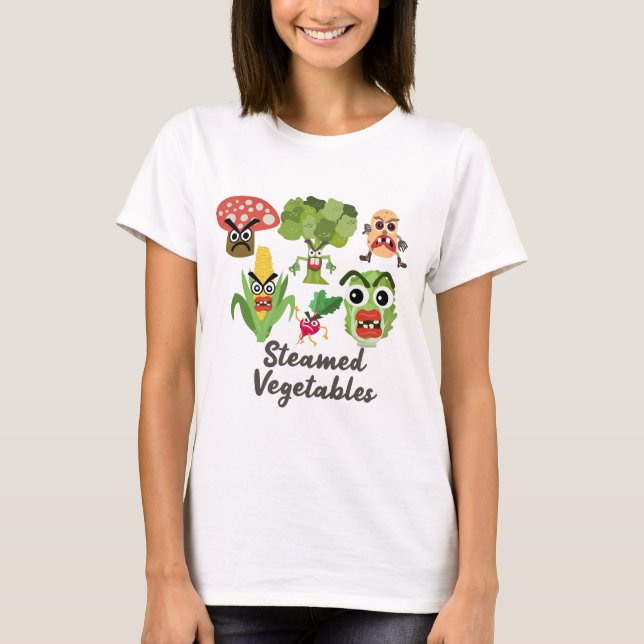 T-shirt vegetal engraçado da chalaça para senhoras (Frente)