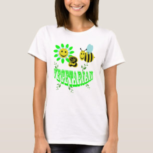 T-shirt vegetariano feliz de 2 abelhas