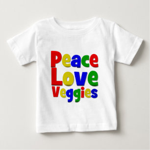 T-shirt Vegetarianos coloridos do amor da paz
