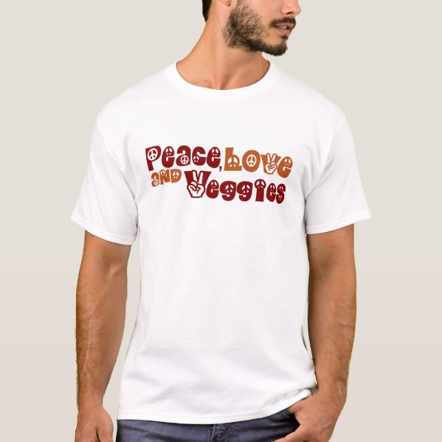 T-shirt Vegetarianos do amor da paz (Frente)