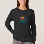 T-shirt Velas coloridas de Chanukah<br><div class="desc">Design colorido de velas de Hanukah com subtítulo Hanukah feliz.</div>