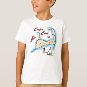 T-shirt Veleiro Shell da lagosta da ilustração do mapa d