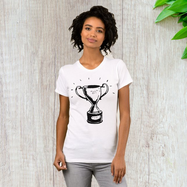 T-Shirt Vencedora De Troféus Pretos E Brancos (Criador carregado)
