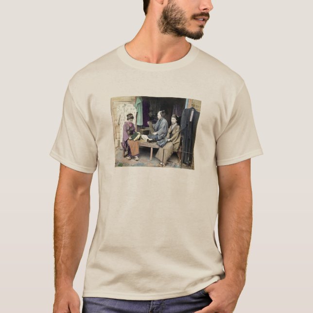 T-shirt Vendedor de Tecidos do Japão 1870 (Frente)