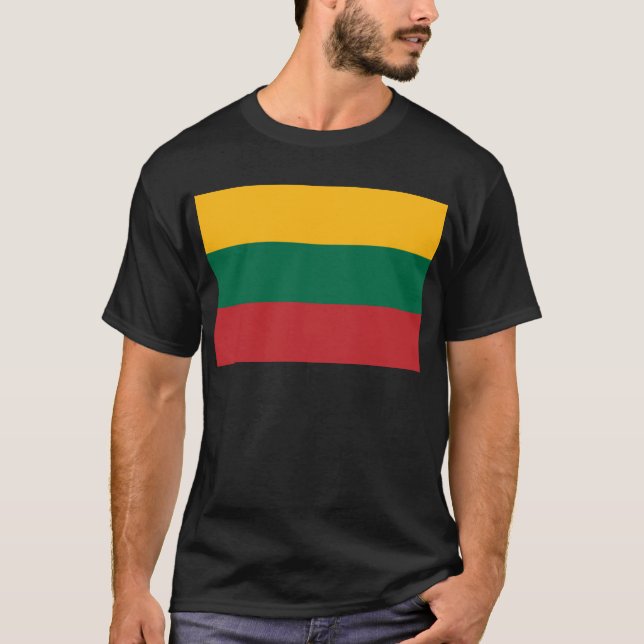 T-shirt Verde Amarelo e Bandeira Vermelha da Lituânia (Frente)