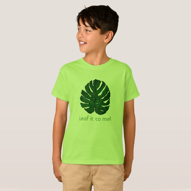 T-shirt verde da folha de Monstera (Frente Completa)