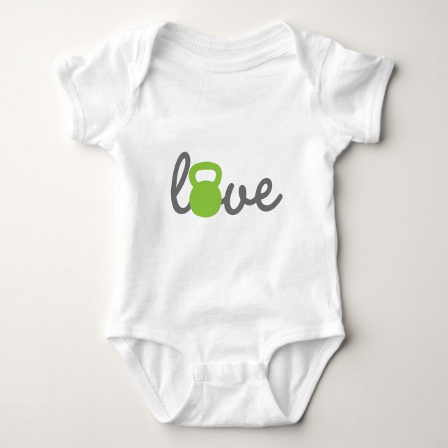 T-shirt Verde de Kettlebell do amor (Frente)