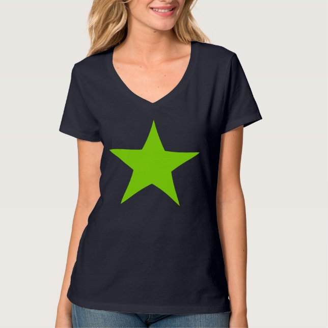 T-shirt verde de néon do design da estrela (Frente)