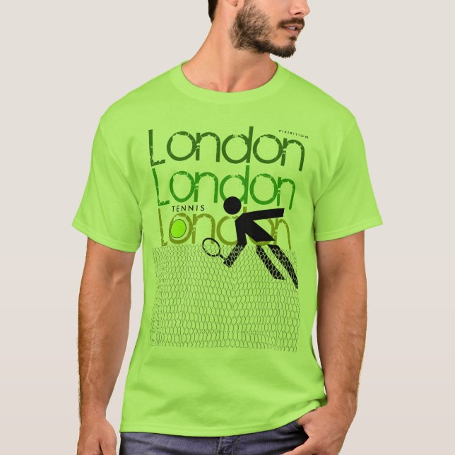 T-shirt verde de Wimbledon do tênis de Londres (Frente)