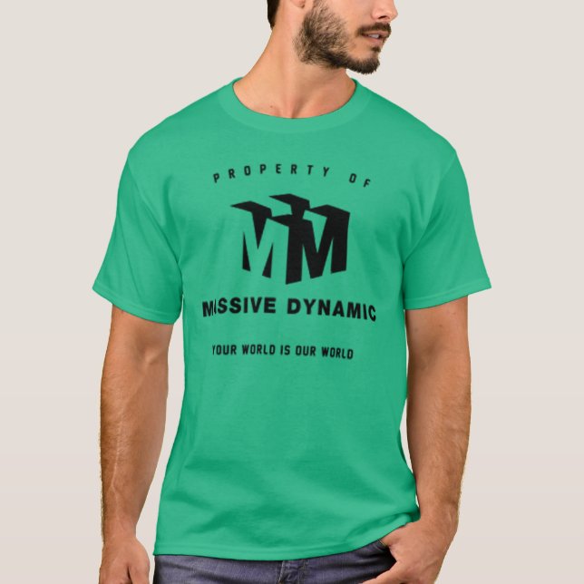 T-shirt verde dinâmico maciço (Frente)