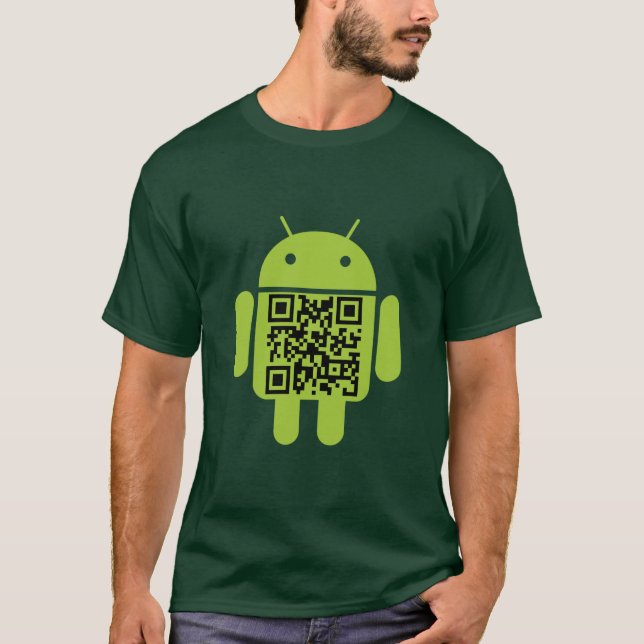 T-shirt verde do código do Android QR (Frente)