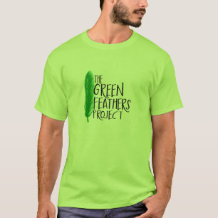 T-shirt verde do projeto das penas (colorido)