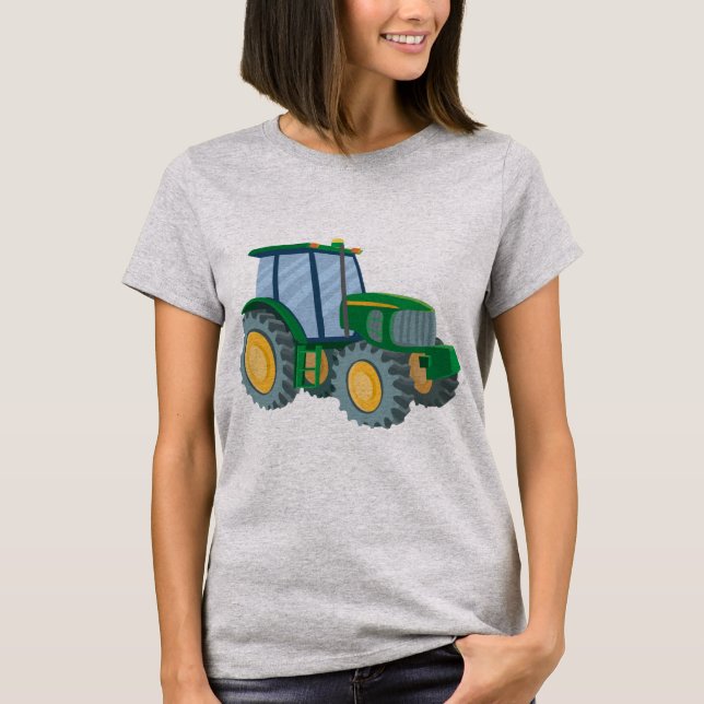 T-shirt verde do trator (Frente)