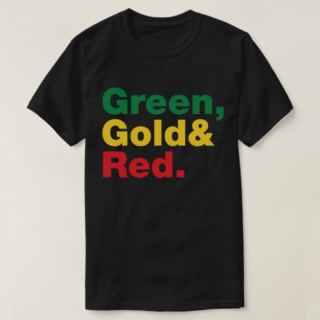T-shirt Verde, Dourado e vermelho. (Frente do Design)