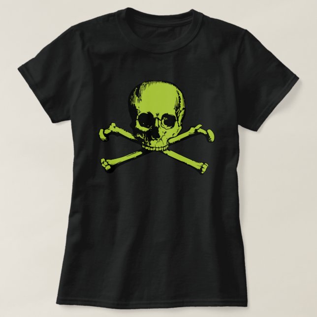 T-Shirt Verde E Crossbones (Frente do Design)