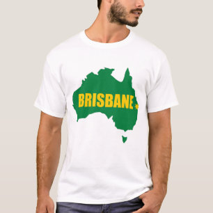 T-shirt verde e Dourado de Brisbane do mapa