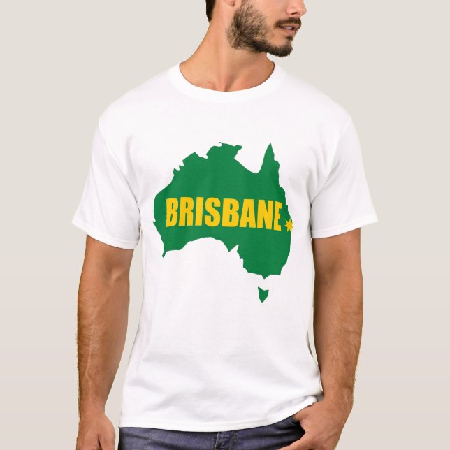 T-shirt verde e Dourado de Brisbane do mapa (Frente)