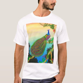 T-shirt verde exótico do pavão