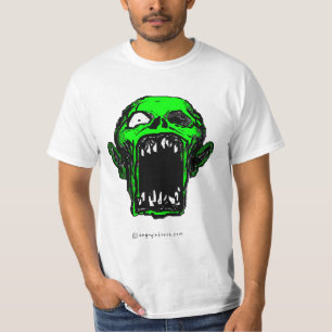 T-shirt verde gritando do zombi