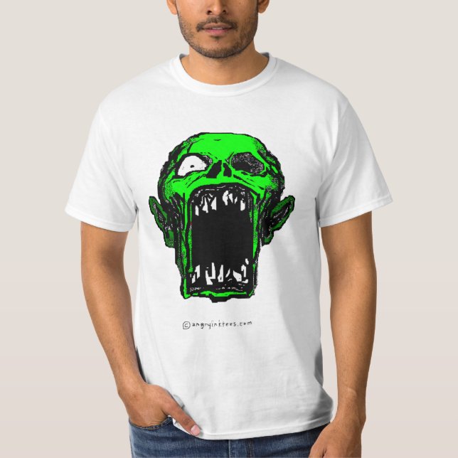T-shirt verde gritando do zombi (Frente)