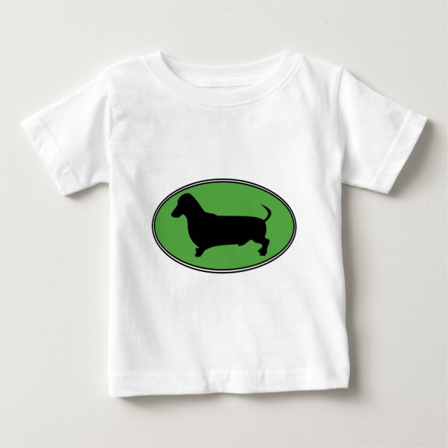 T-shirt Verde-Liso oval do Dachshund (Frente)