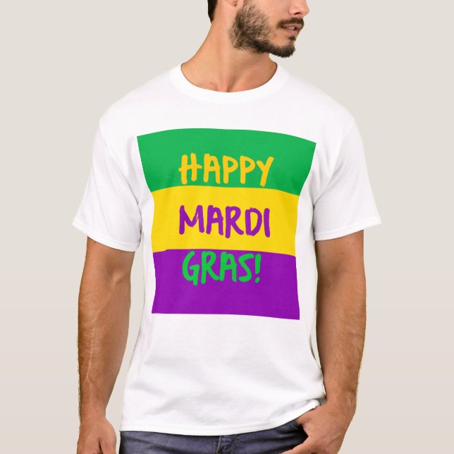 T-shirt Verde roxo e ouro do carnaval feliz (Frente)