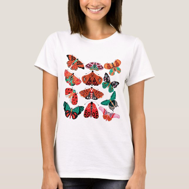 T-Shirt Verde Vermelho e Borboleta (Frente)