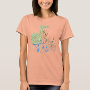 T-shirt &Verdes AzuisNotas Verdes Chave do Músculo Flor Ve