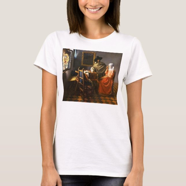 T-shirt Vermeer o vidro do vinho (Frente)