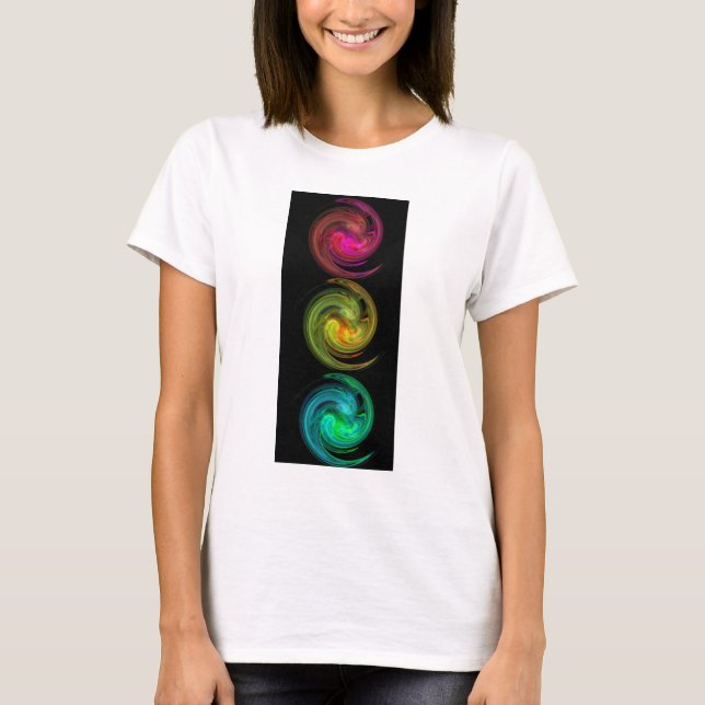 T-shirt Vermelho AMARELO AZUL VORTEX Arte Fractal (Frente)