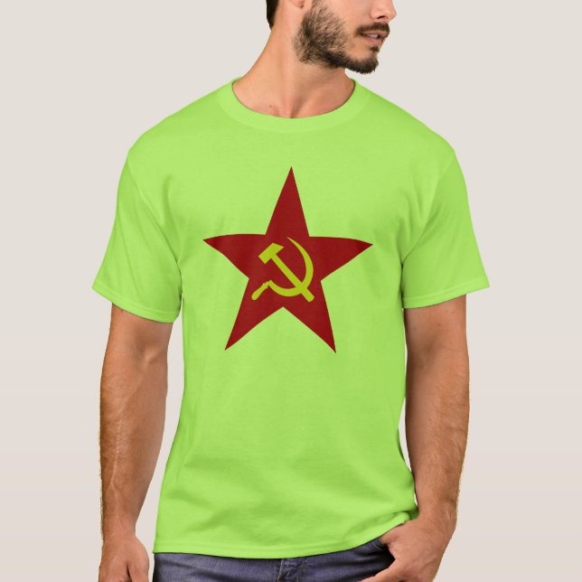 T-shirt vermelho comunista da estrela (martelo & (Frente)