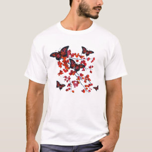 T-shirt vermelho da borboleta
