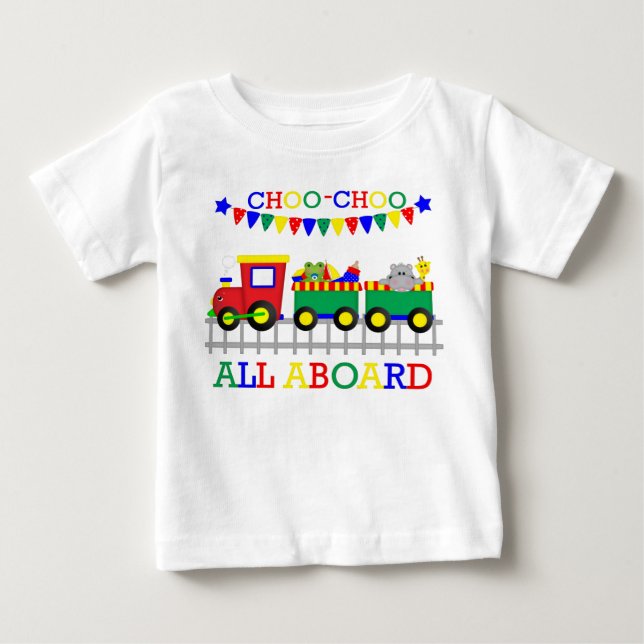 T-shirt vermelho da criança do trem de Choo-Choo (Frente)