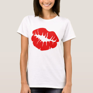 T-shirt vermelho das senhoras dos lábios