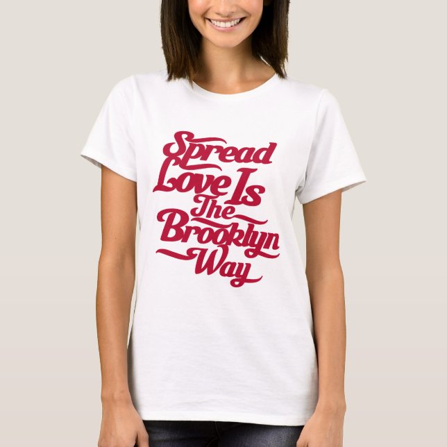 T-shirt Vermelho do amor de Brooklyn (Frente)