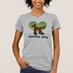 T-shirt vermelho do amor do Doodle