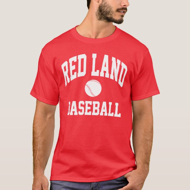T-shirt vermelho do basebol da terra (Frente)