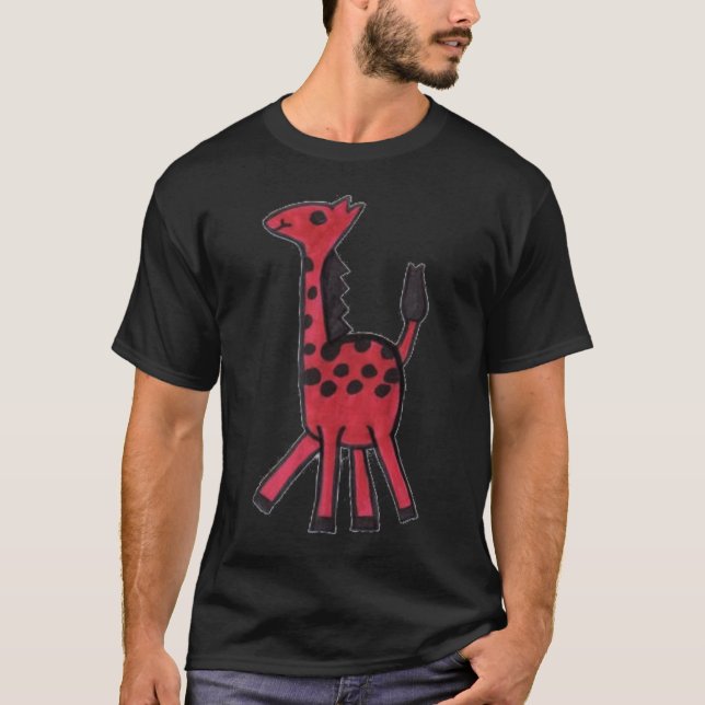 T-shirt vermelho do girafa (Frente)