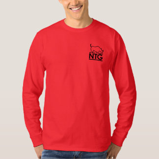 T-shirt vermelho do Longsleeve dos homens de NTG