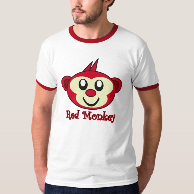 T-shirt vermelho do macaco (Frente)