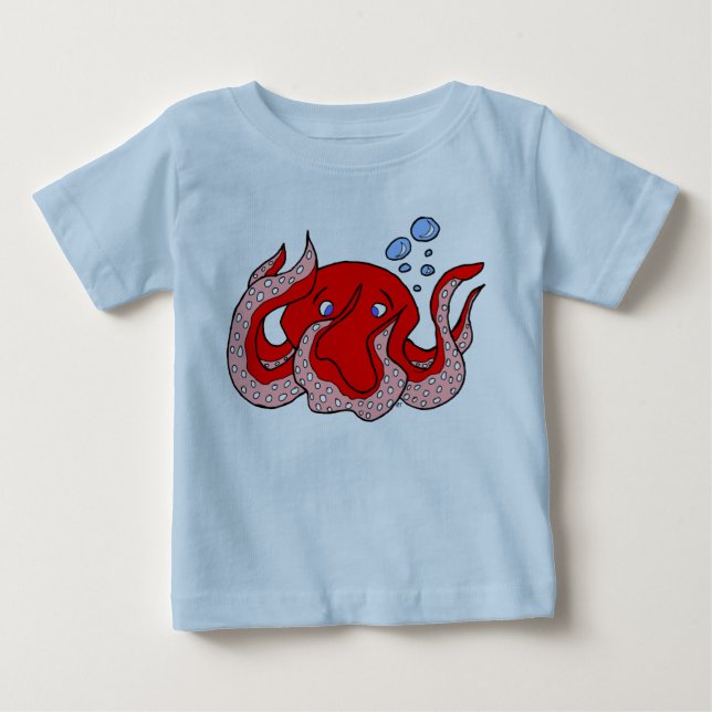 T-shirt vermelho do polvo (Frente)
