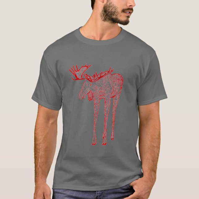 t-shirt vermelho dos alces (Frente)