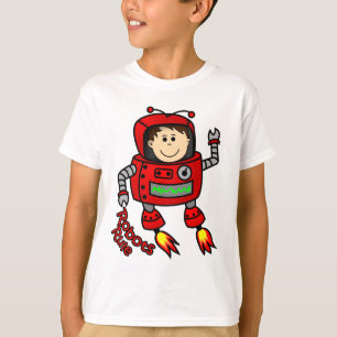 t-shirt vermelho dos childs do robô