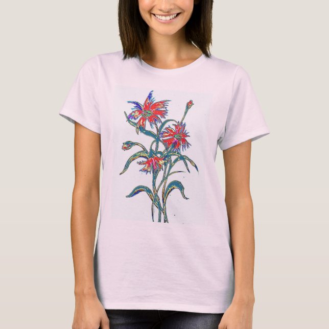 T-shirt vermelho dos Cornflowers (Frente)