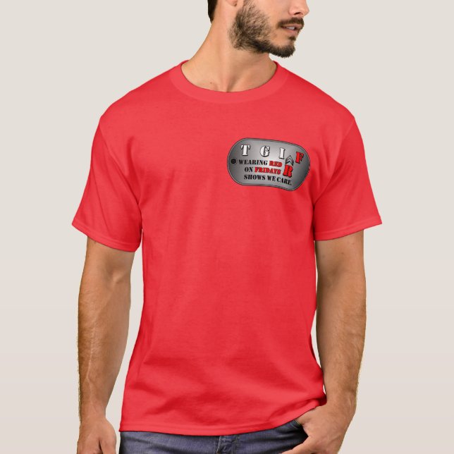 T-shirt vermelho dos homens de sextas-feiras (Frente)