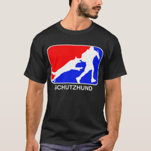 t-shirt vermelho e azul do schutzhund do logotipo