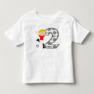 T-shirt vermelho e branco do segundo aniversário